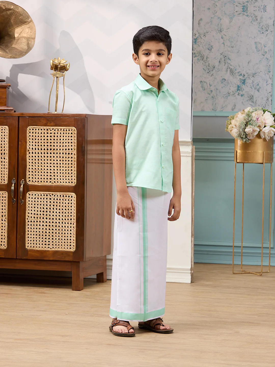 Like Father Like Son Full Sleeves Combo Set Pista Green C83 - Image 4