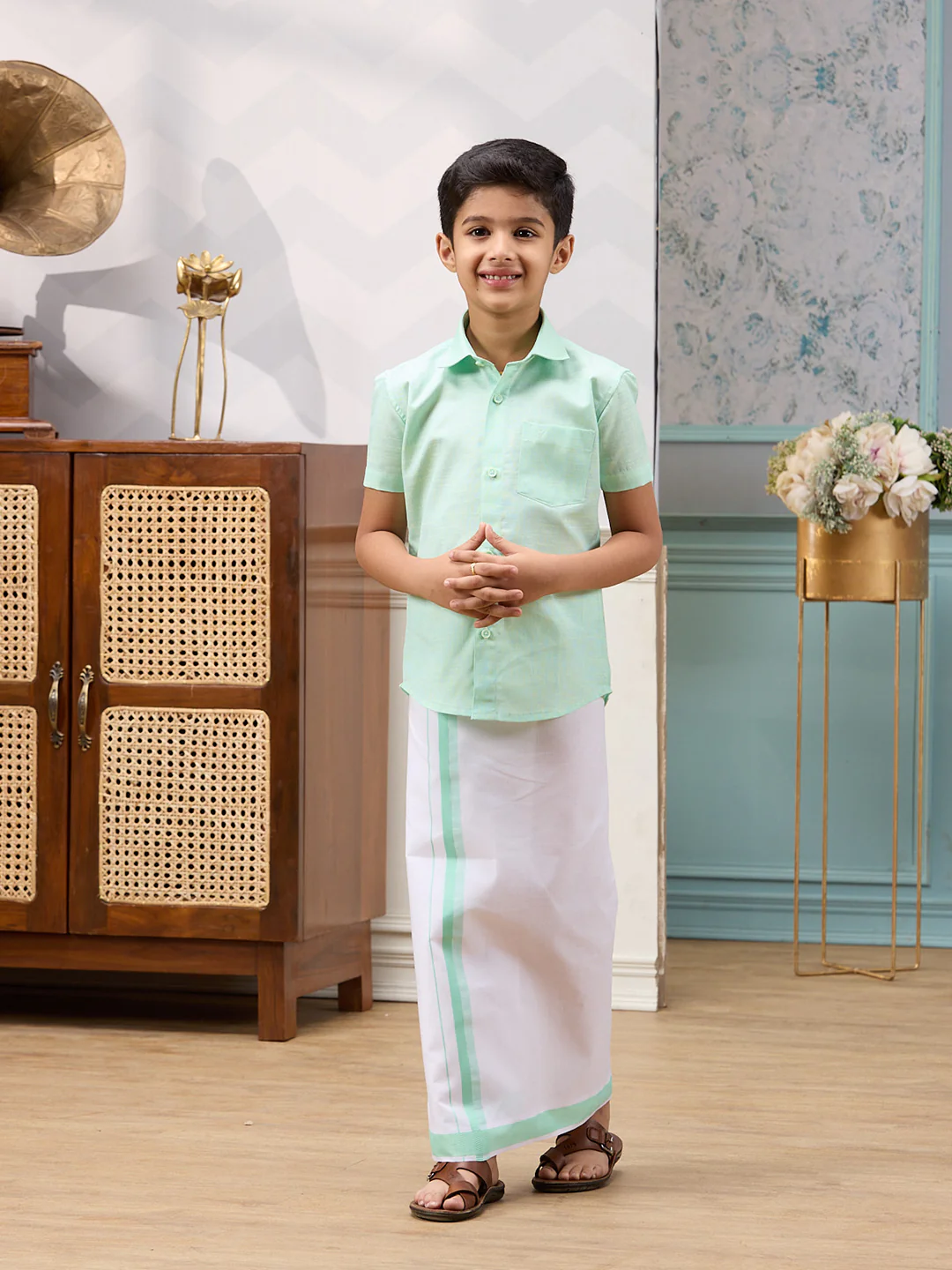 Like Father Like Son Full Sleeves Combo Set Pista Green C83 - Image 6