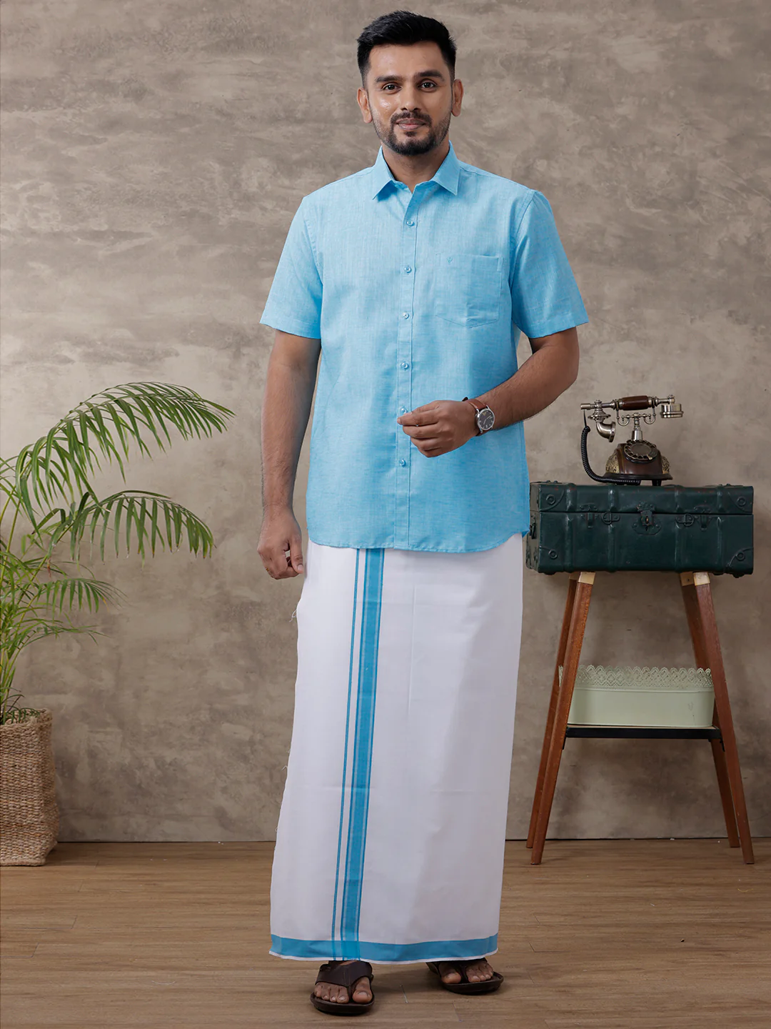 Like Father Like Son Half Sleeves Combo Set Blue - Image 2