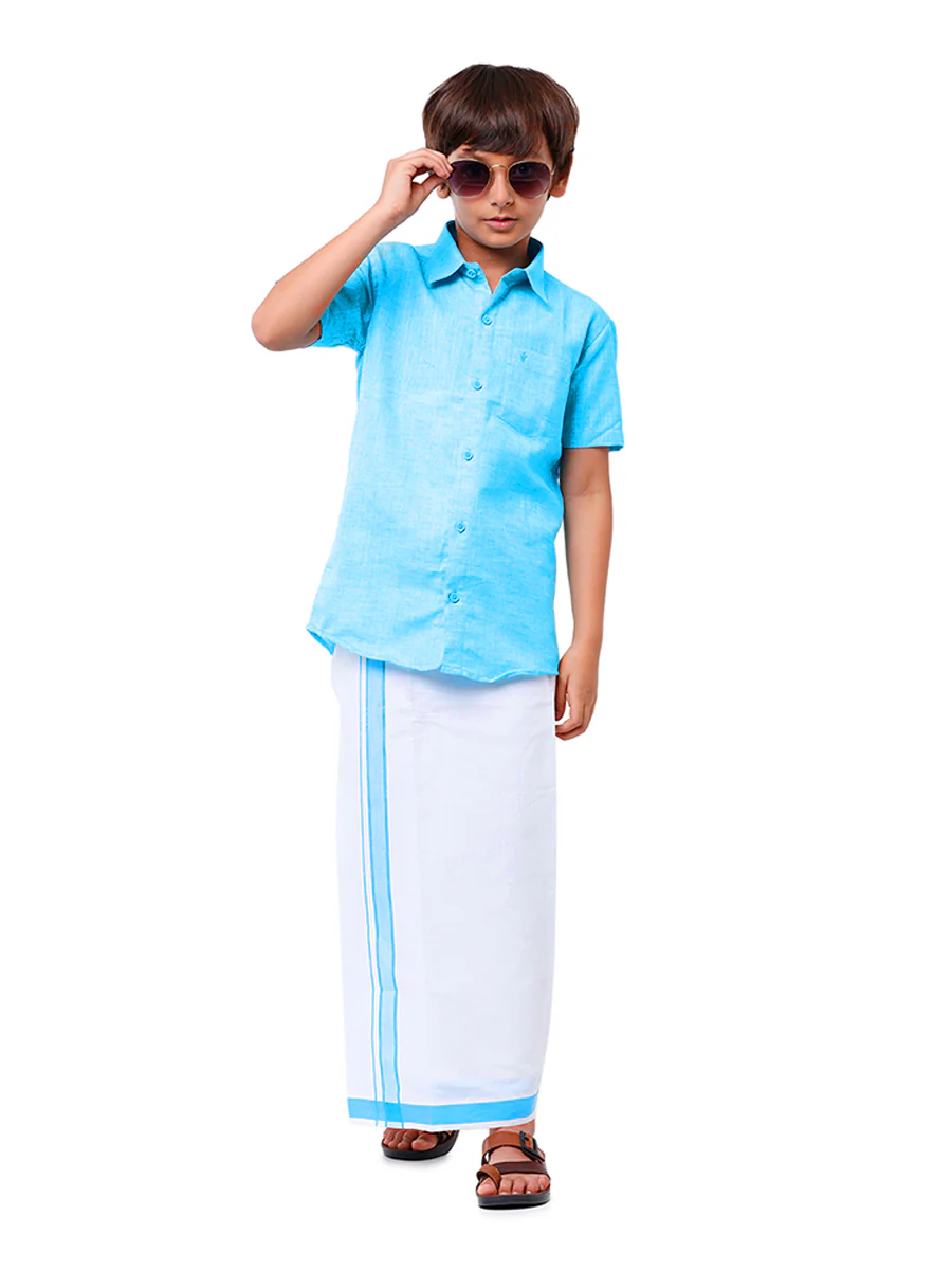 Like Father Like Son Half Sleeves Combo Set Blue - Image 3