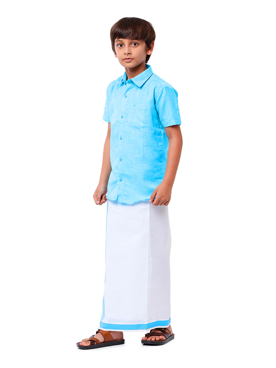 Like Father Like Son Half Sleeves Combo Set Blue - Image 5