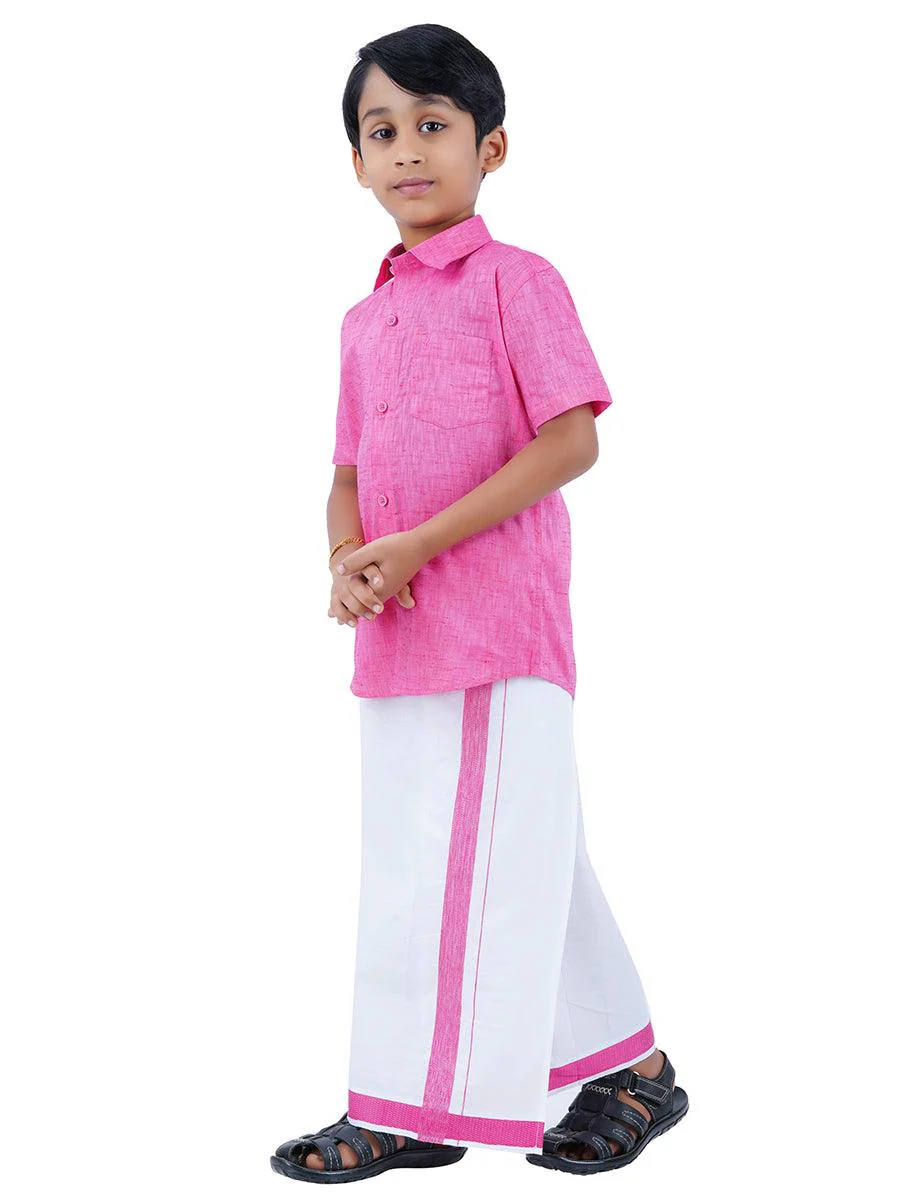 Like Father Like Son Half Sleeves Combo Set Pink - Image 3