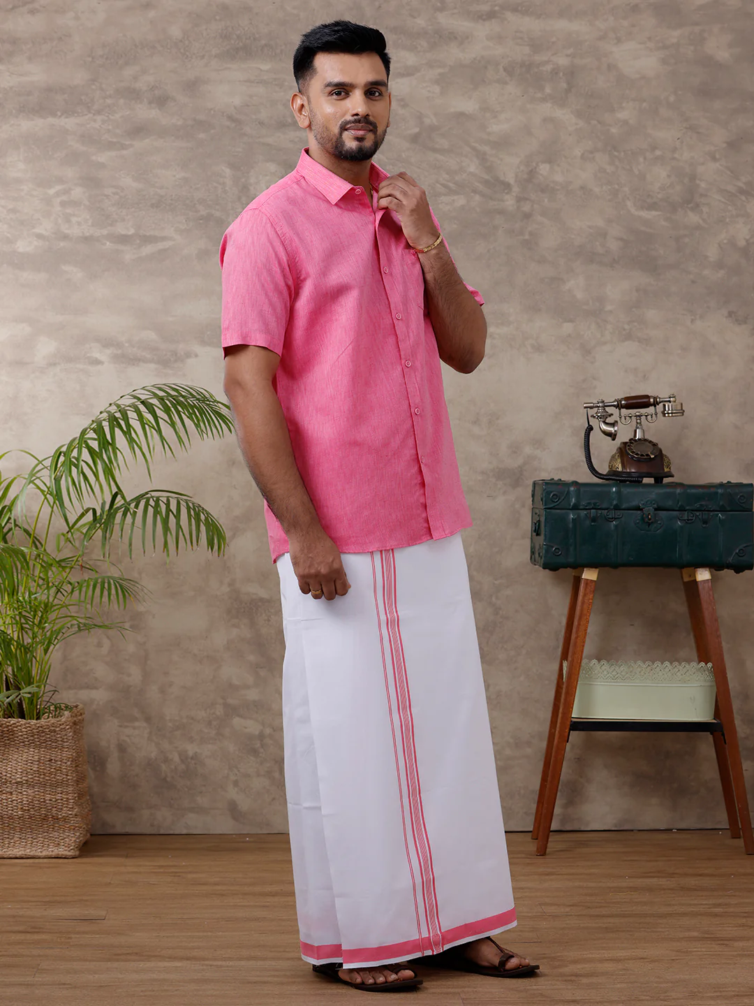 Like Father Like Son Half Sleeves Combo Set Pink - Image 4