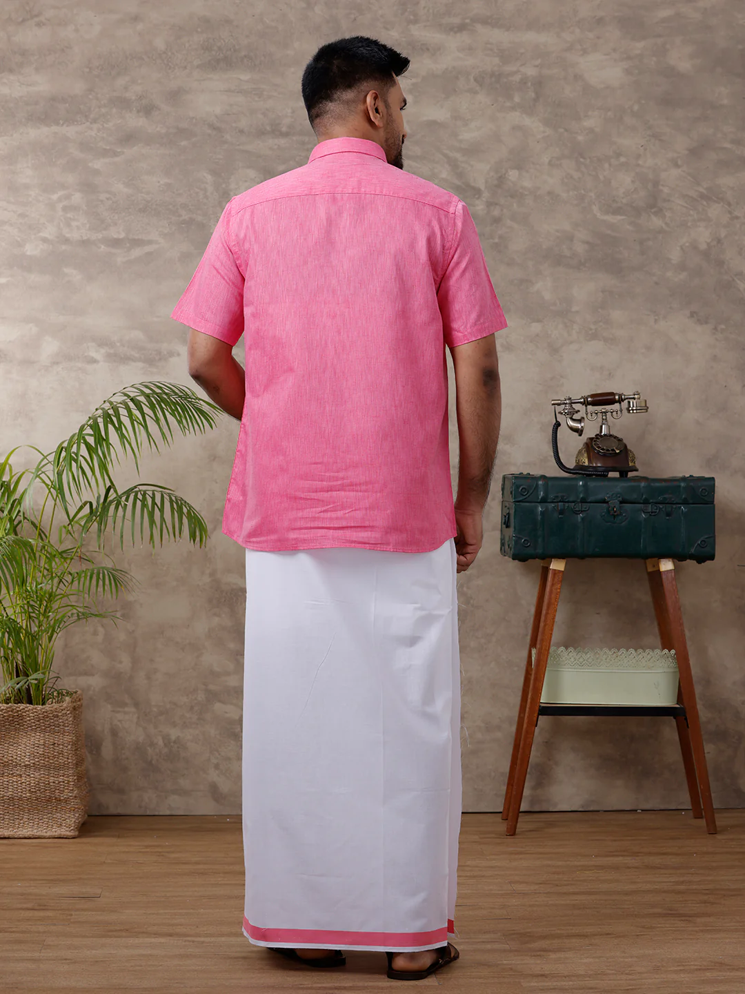 Like Father Like Son Half Sleeves Combo Set Pink - Image 5