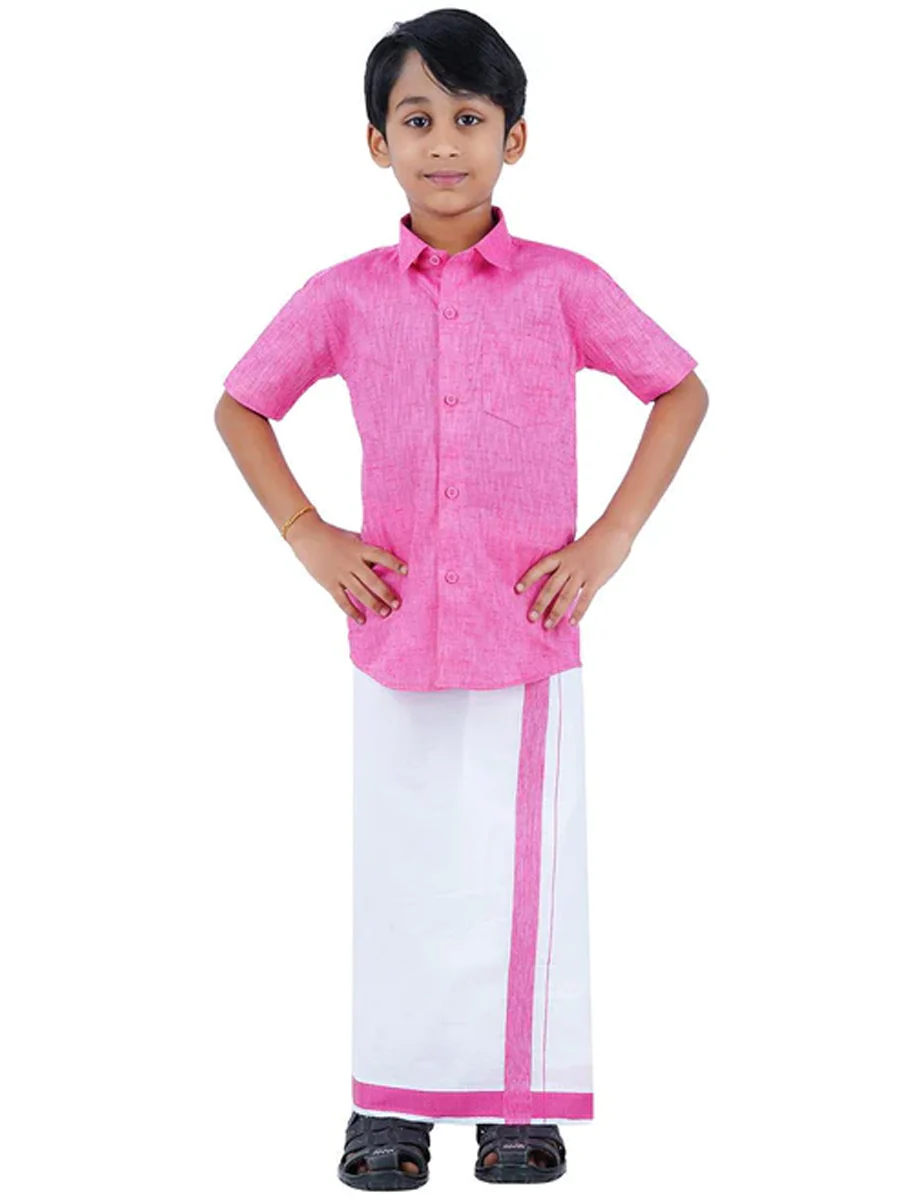 Like Father Like Son Half Sleeves Combo Set Pink - Image 9