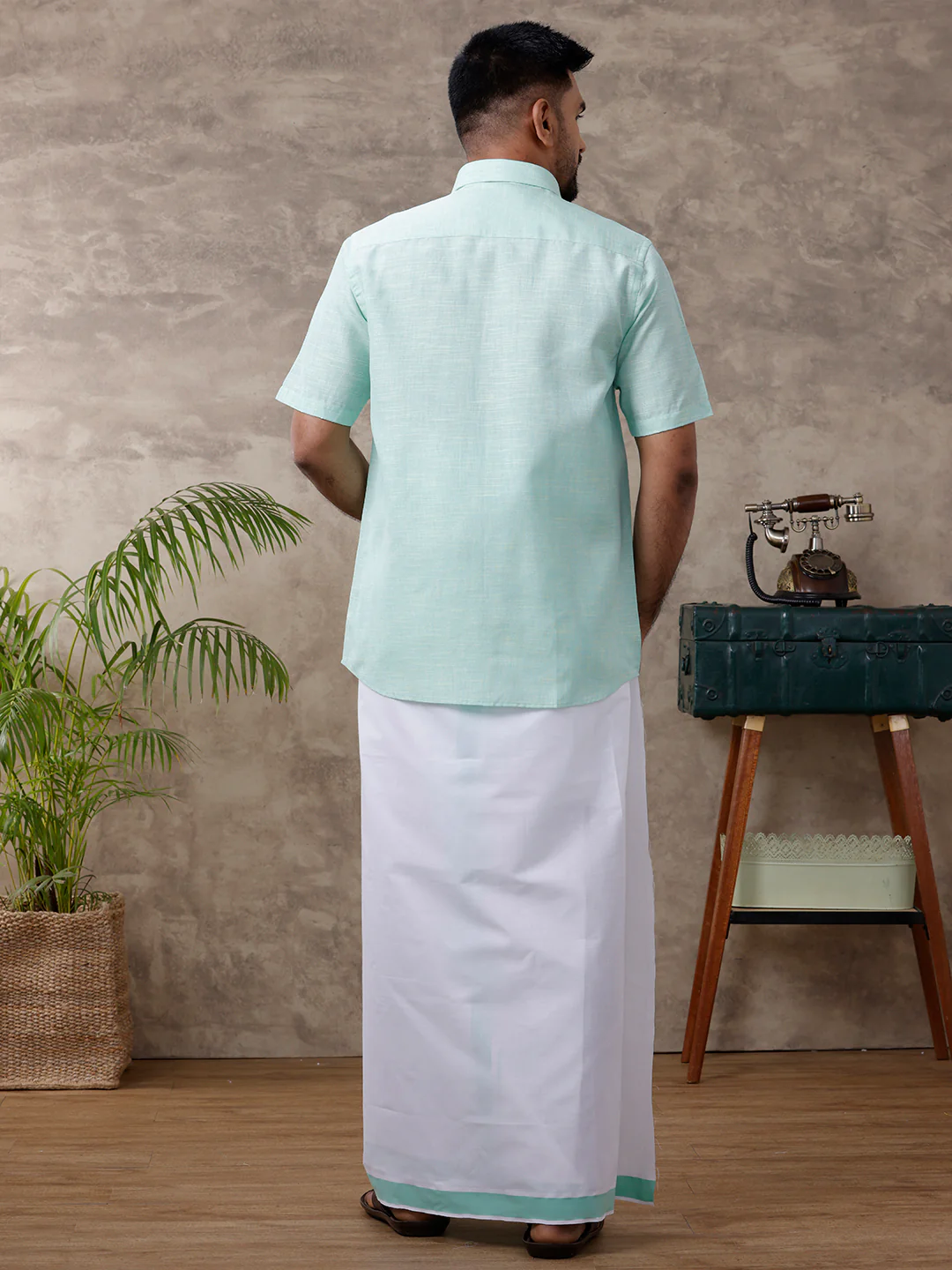 Like Father Like Son Half Sleeves Combo Set Pista Green C83 - Image 7