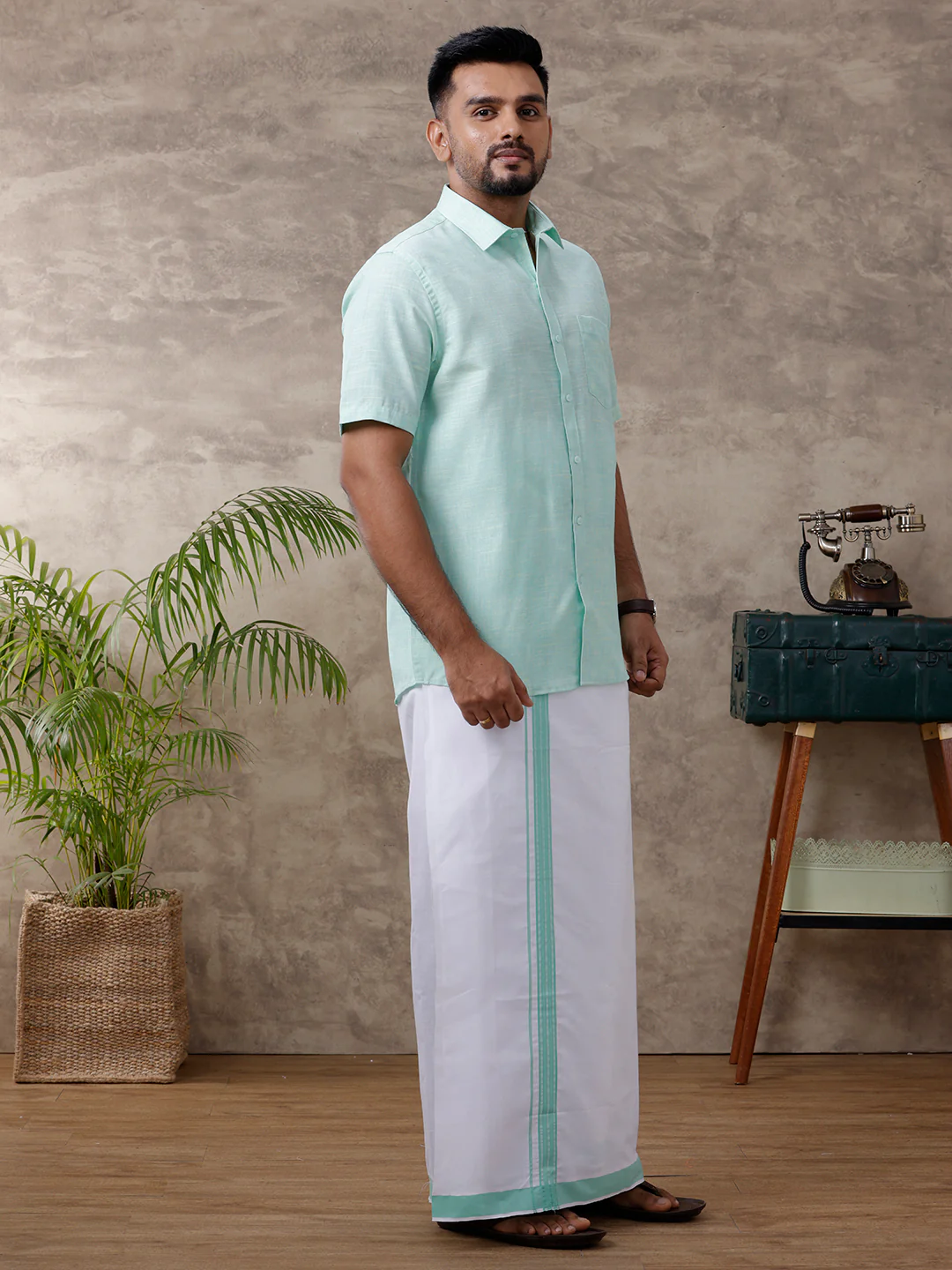 Like Father Like Son Half Sleeves Combo Set Pista Green C83 - Image 8
