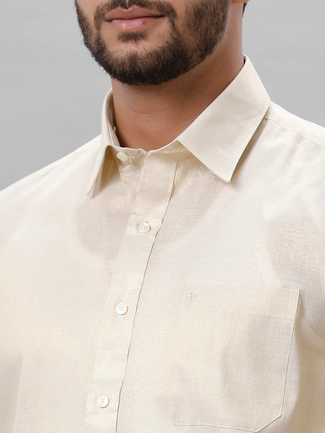 Like Father Like Son Half Sleeves Tissue Shirt & Dhoti Combo Gold - Image 7