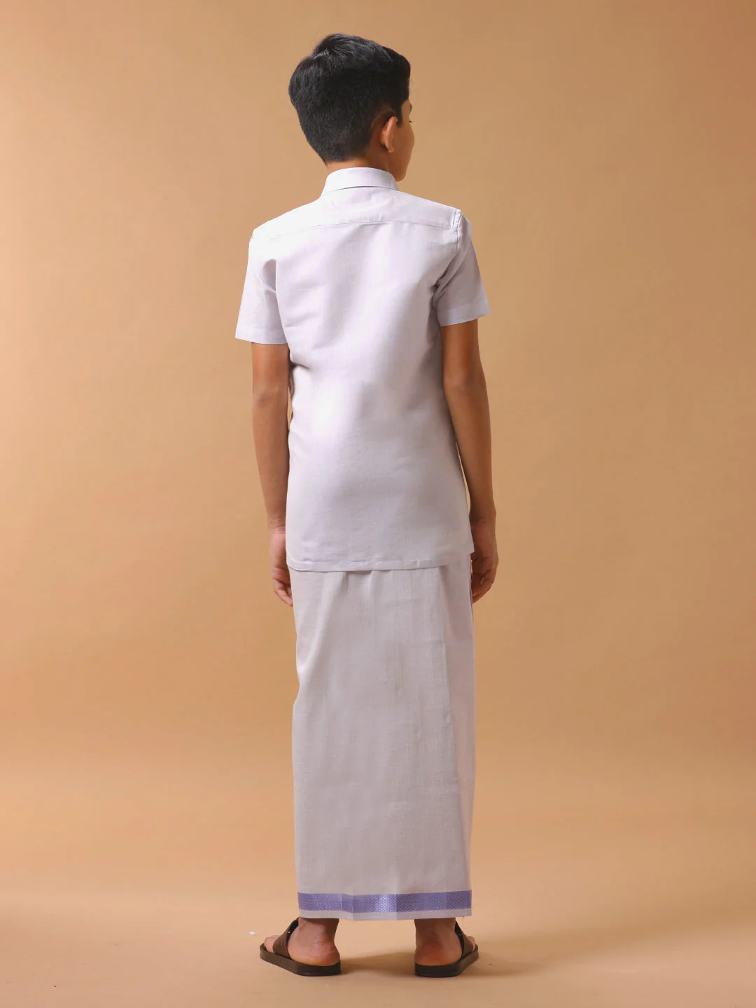 Like Father Like Son Tissue Dhoti & Shirt Combo Lavender - Image 7
