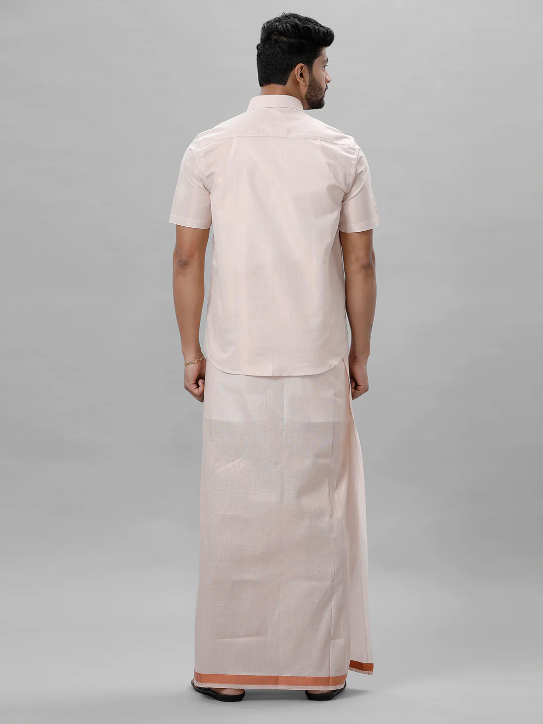 Like Father Like Son Tissue Half Sleeves Shirt & Dhoti Combo Copper - Image 5