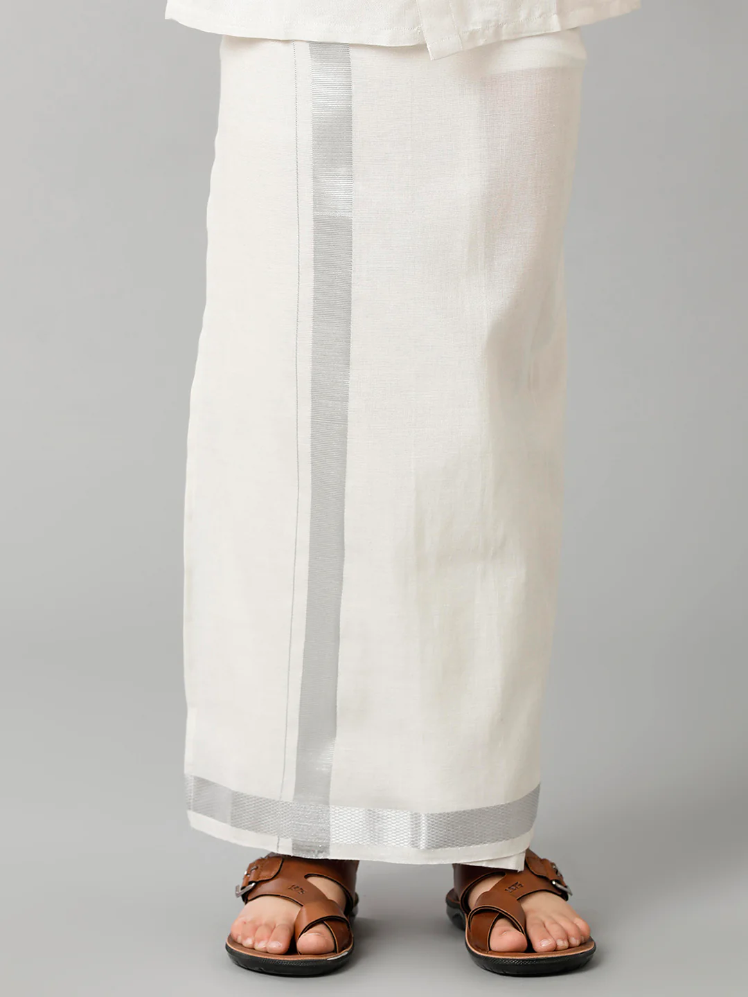 Like Father Like Son Tissue ReadyMade Dhoti & Shirt Combo Silver - Image 10