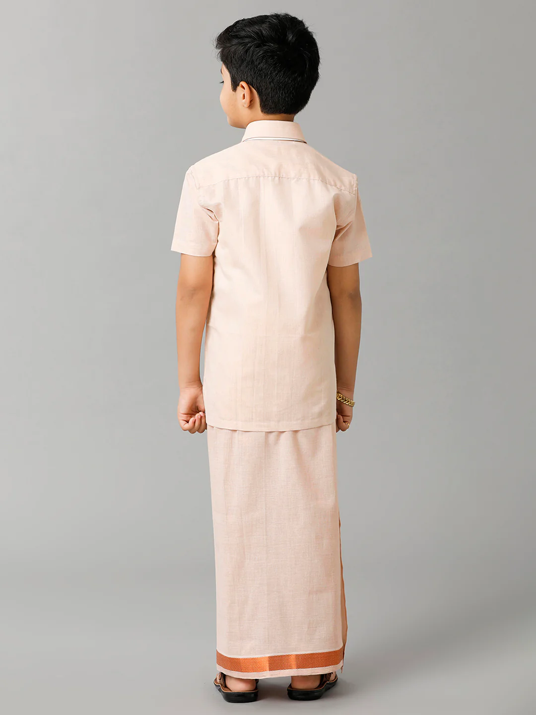 Like Father Like Son Tissue Shirt & Dhoti Combo Copper - Image 5