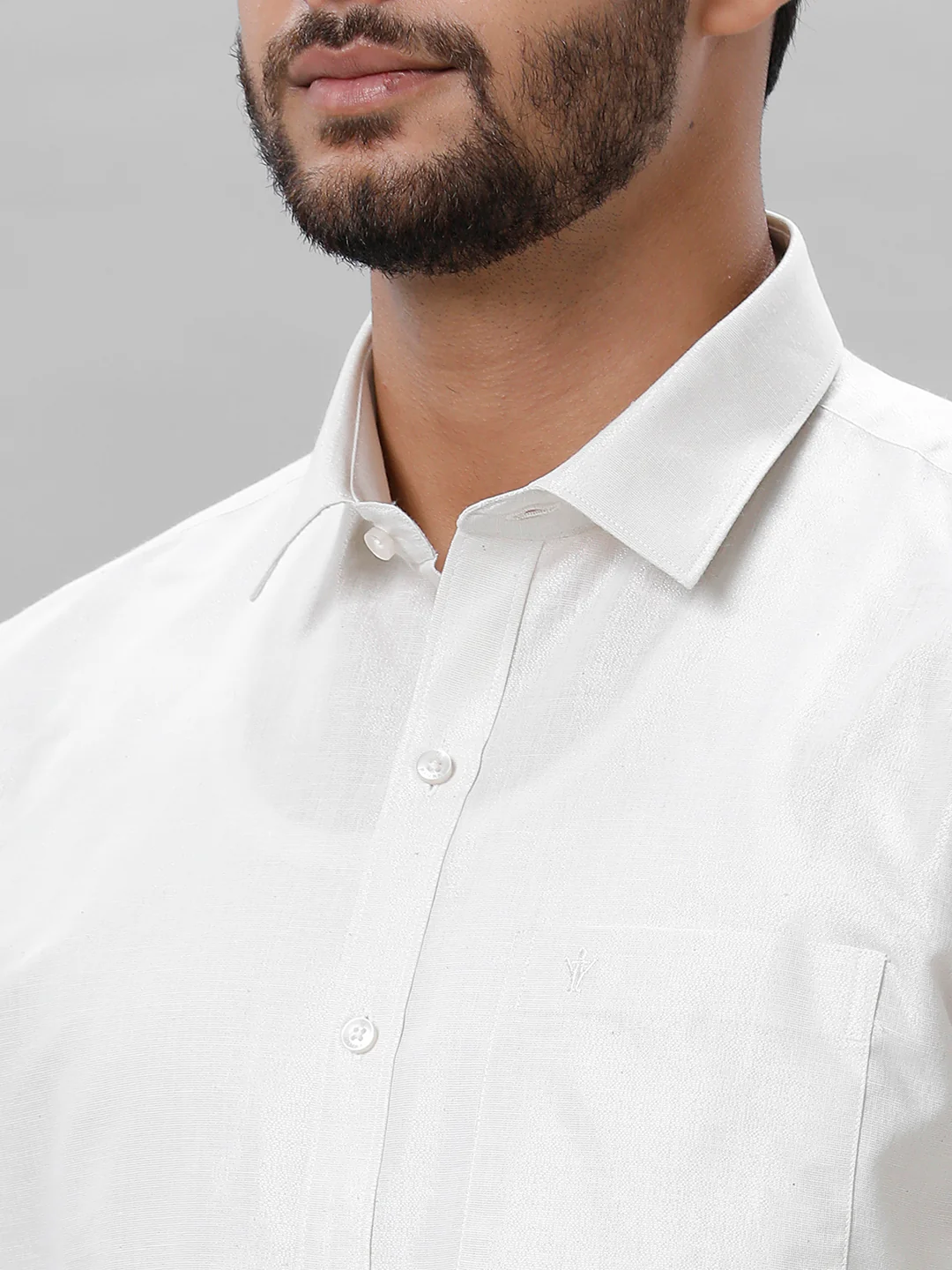 Like Father Like Son Tissue Shirt & Dhoti Combo Silver - Image 7