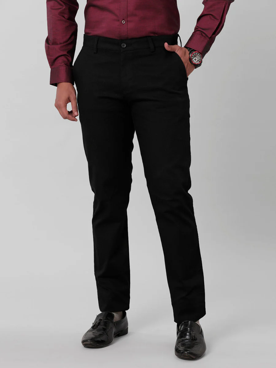 Linen Cotton Black Trim Fit Pants LC2