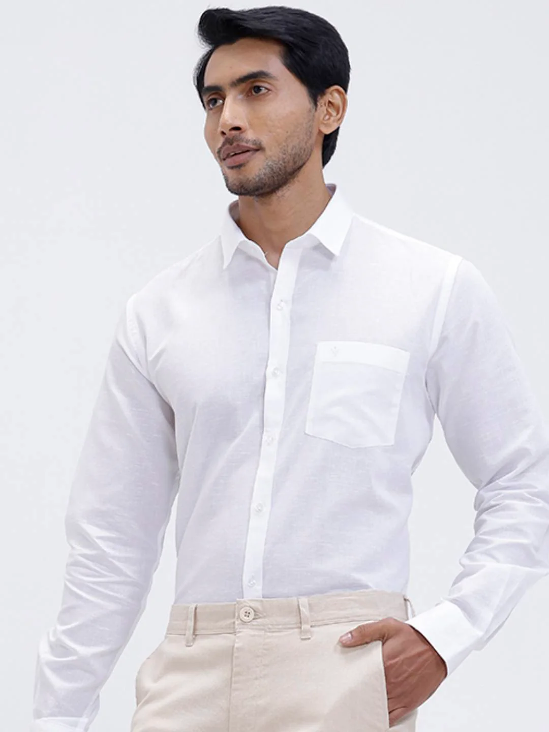 Linen Cotton Shirt and Beige Trousers Combo TR15501 - Image 3