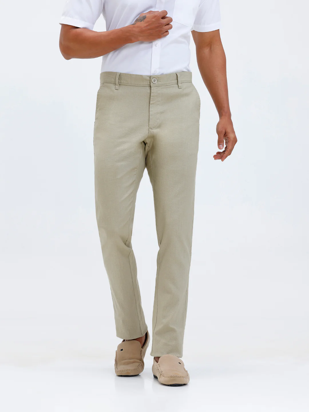 Linen Cotton Shirt and Light Olive Trousers Combo TR15505 - Image 5