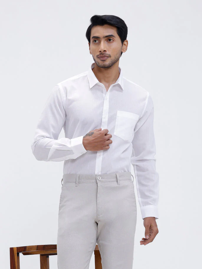 Linen Cotton Shirt and Off White Trousers Combo TR15503 - Image 3