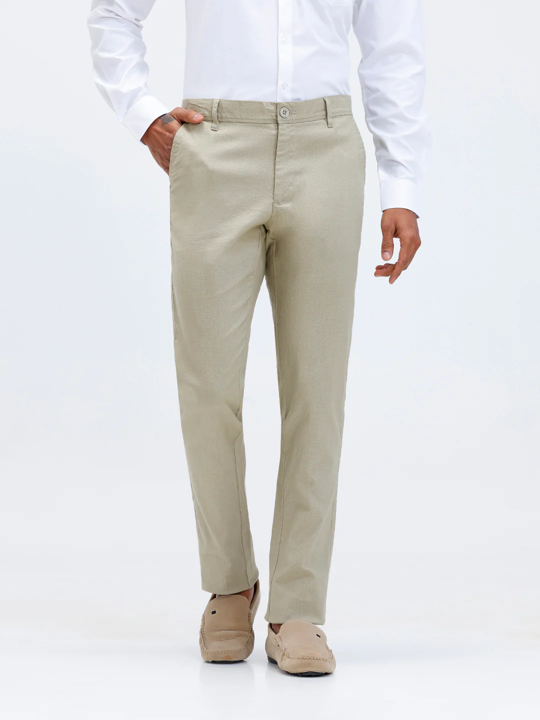 Linen Cotton Smart Fit Pants Light Olive