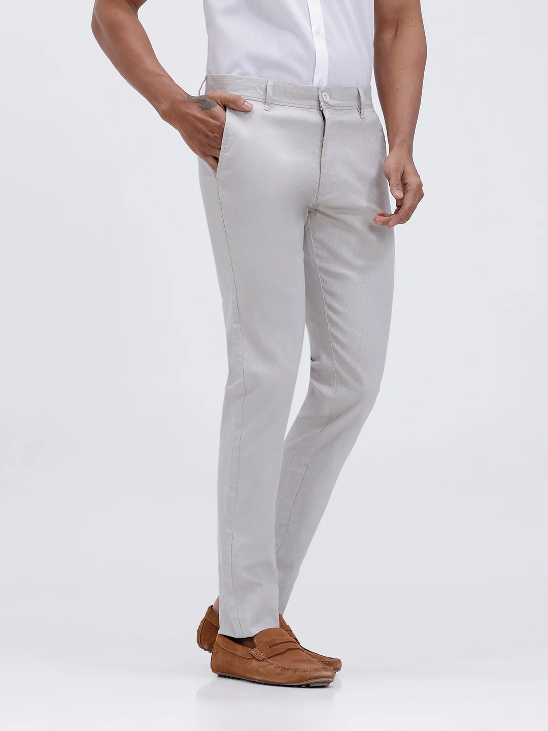 Linen Cotton Smart Fit Pants OffWhite - Image 2