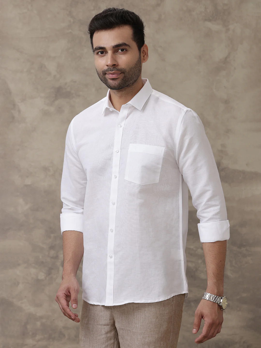 Linen Cotton White Shirt – Linen Park 7447 | Smart Fit - Image 3