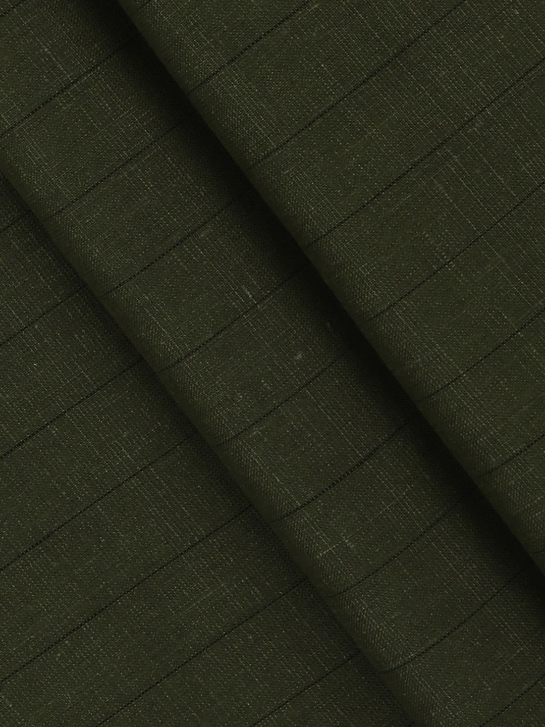 Linen Rich Dark Green Stripes Shirt Fabric Prime - Image 2