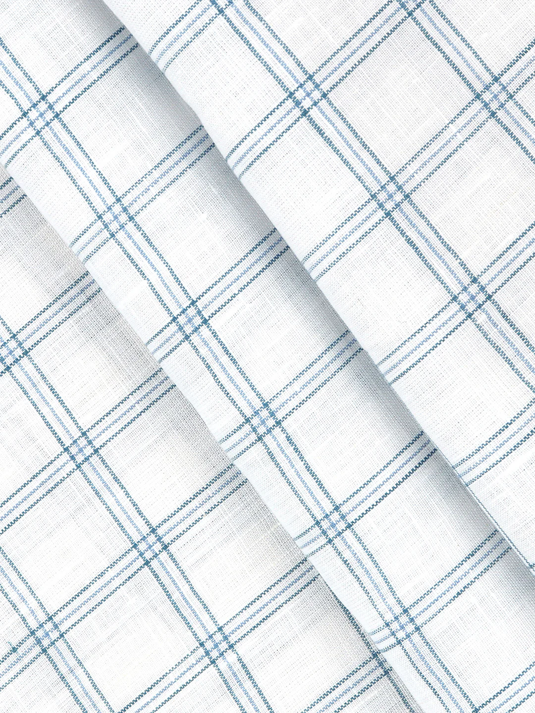 Linen Rich White Checks Shirt Fabric Prime - Image 2