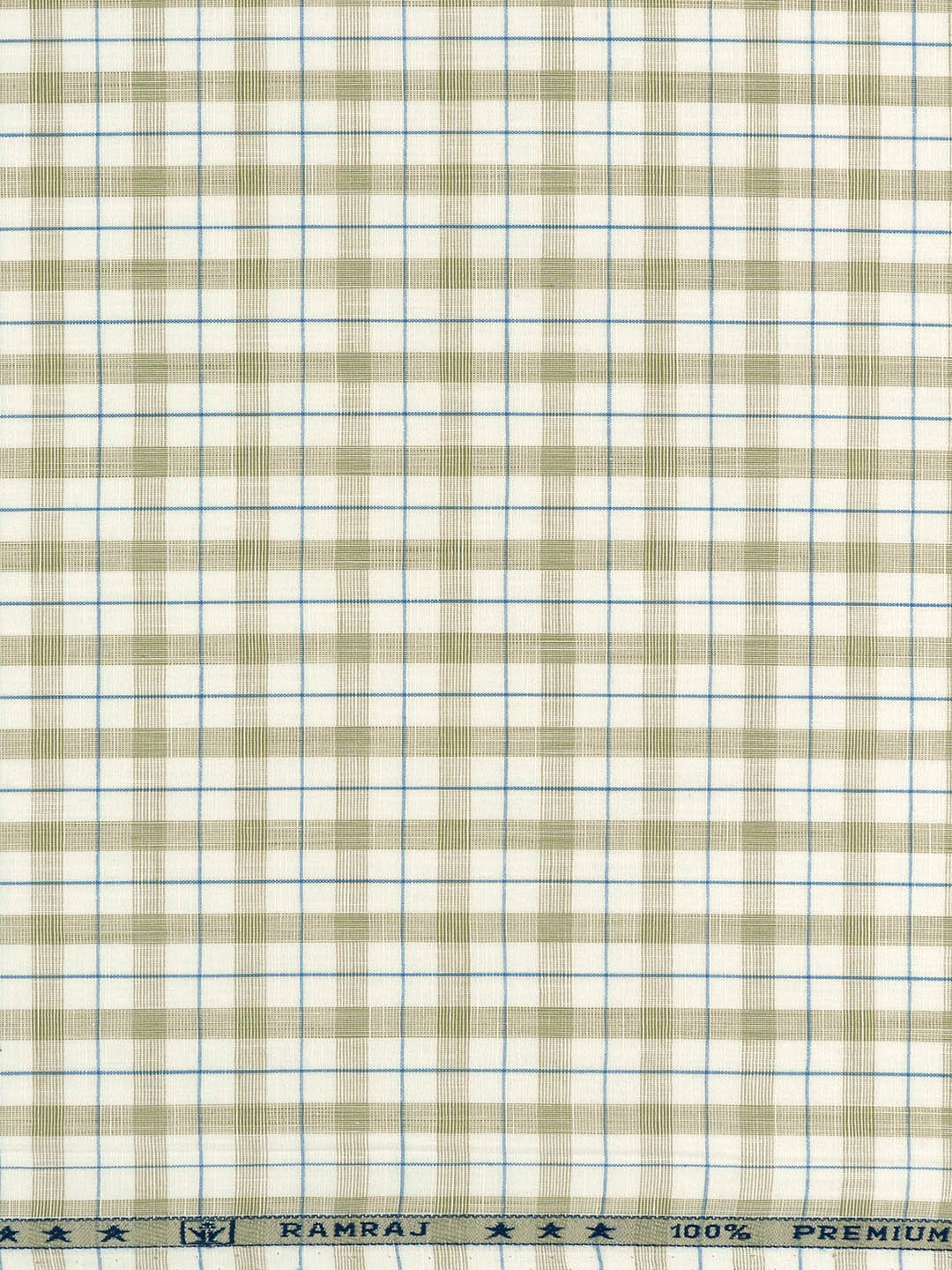 Men 100% Cotton Checked Green Shirt Fabric Alberto - Image 3