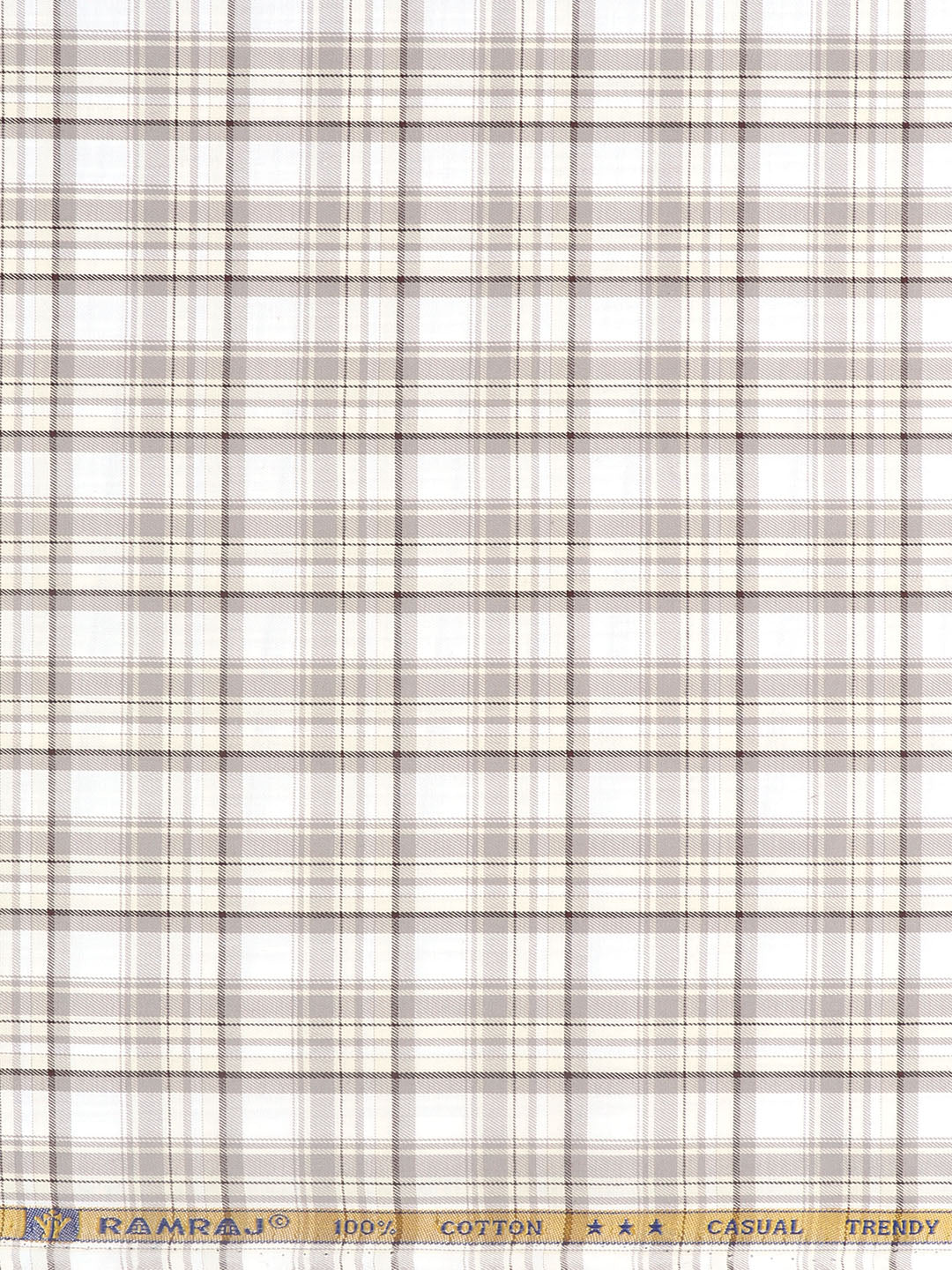 Men 100% Cotton Checked Shirt Fabric Brown Marcus - Image 3