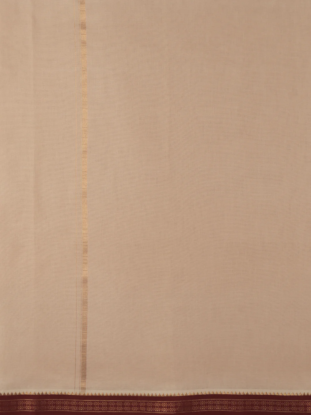 Men 100% Cotton Double Layer Light Kaavi Dhoti with Mayilkhan Border - Image 4