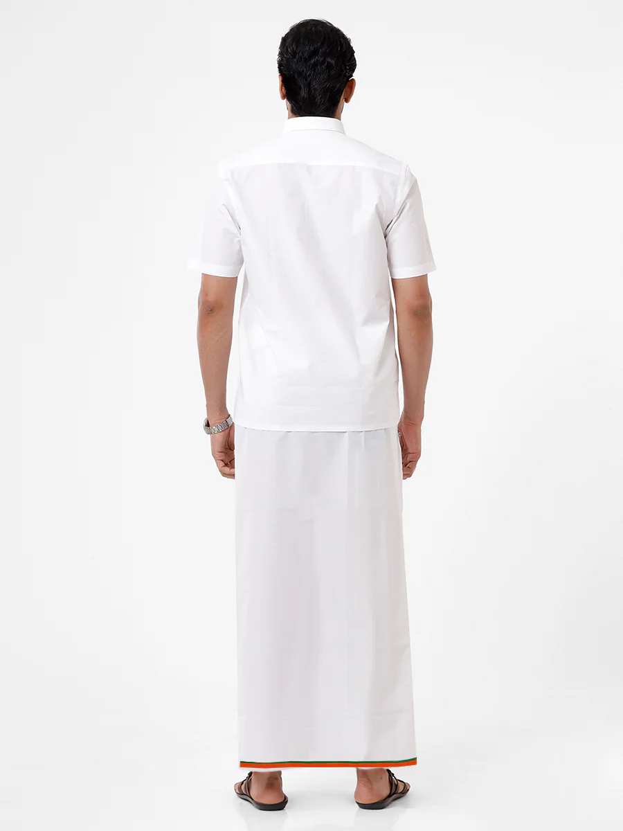 Men 100% Cotton Double Layer Political Dhoti & Towel Set Minister BJP - Image 3