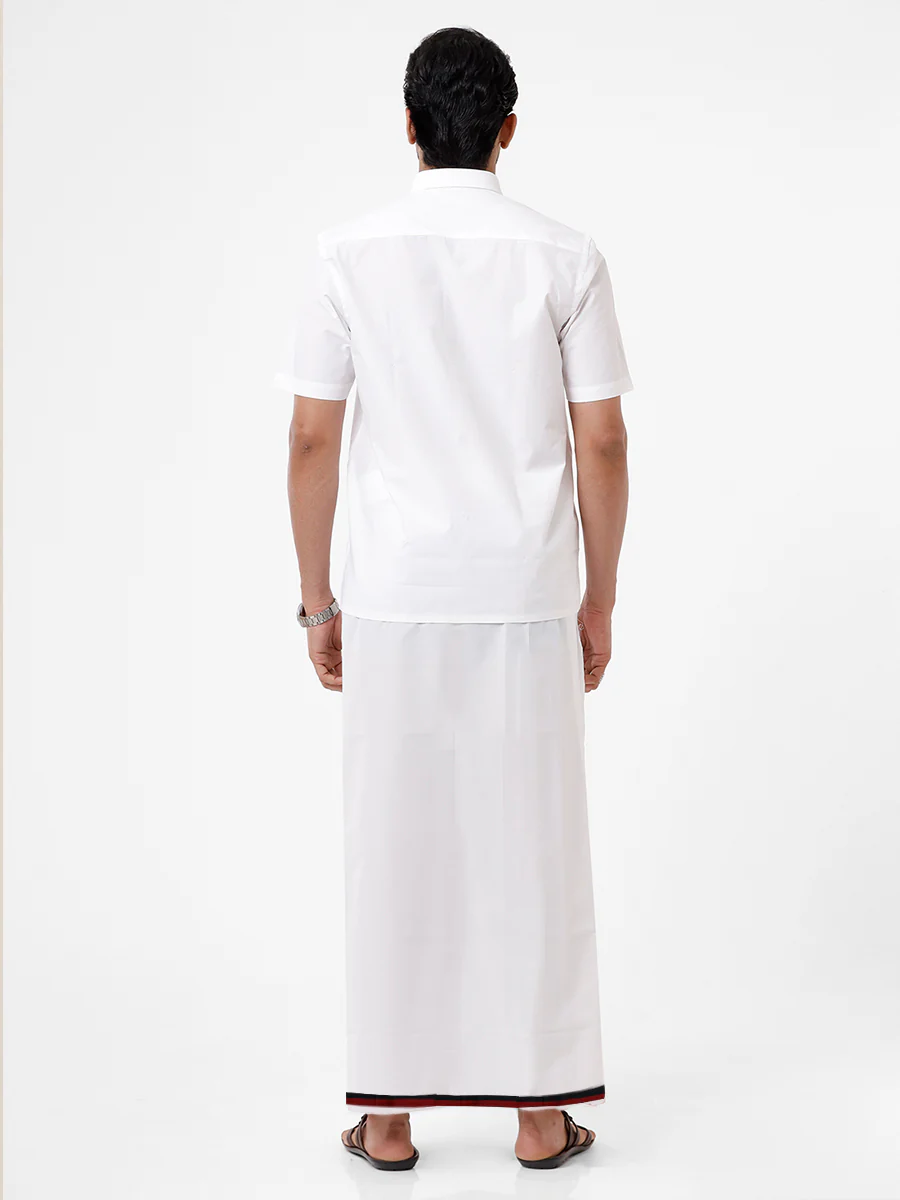 Men 100% Cotton Double Layer Political Dhoti & Towel Set Minister DMK - Image 3