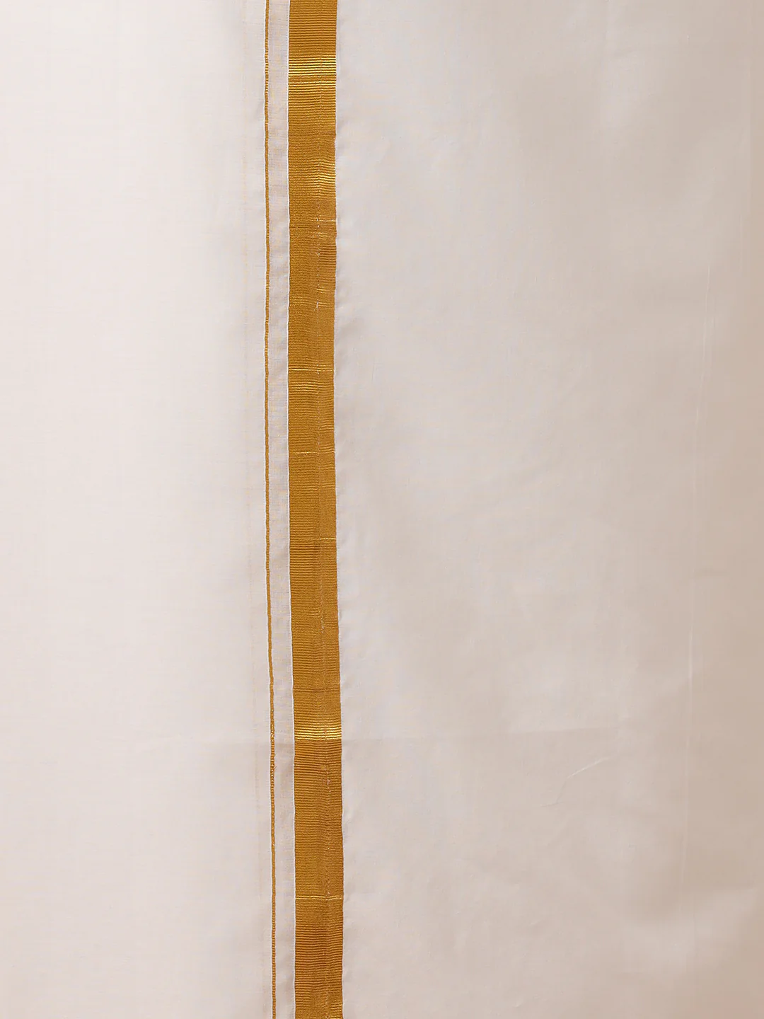 Men 100% Cotton Double Layer White Dhoti & Towel Set with 1" inch Gold Jari Border Kalasadan - Image 5