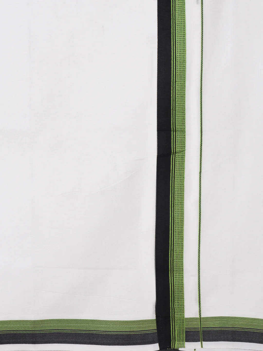 Men 100% Cotton Double Layer White Dhoti with Fancy Border EF05 - Image 3