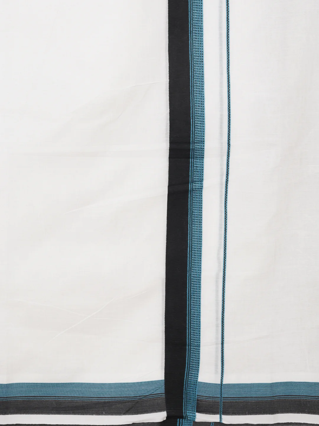 Men 100% Cotton Double Layer White Dhoti with Fancy Border EF06 - Image 3