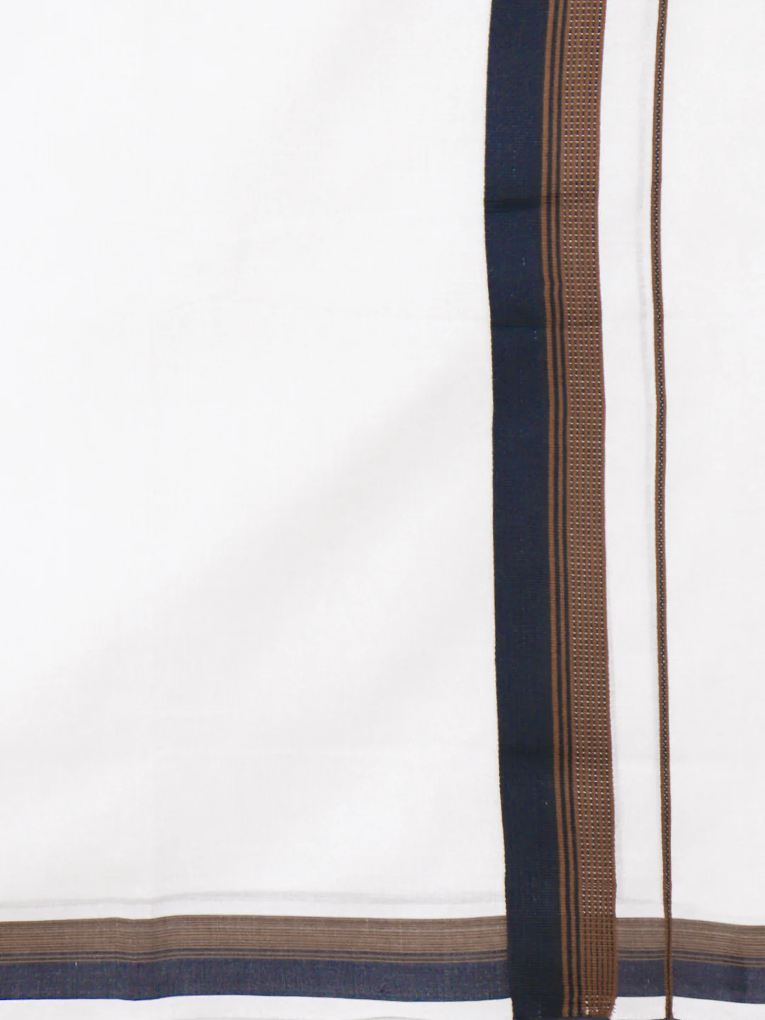 Men 100% Cotton Double Layer White Dhoti with Fancy Border EF07 - Image 3