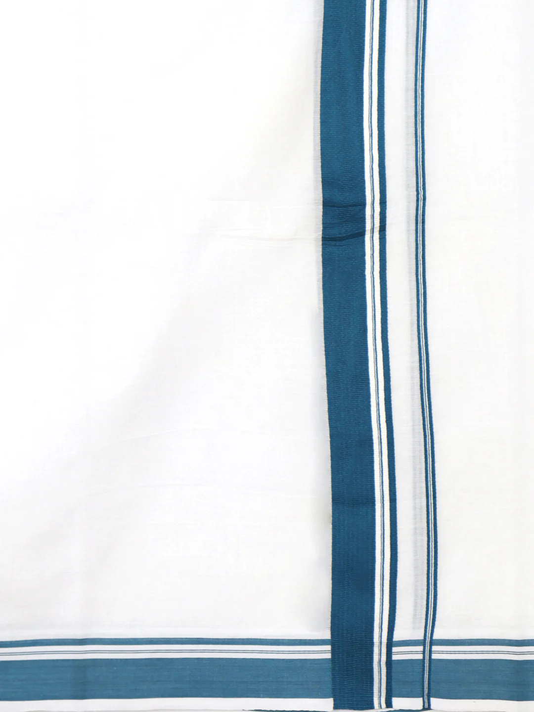 Men 100% Cotton Double Layer White Dhoti with Fancy Border EF08 - Image 3
