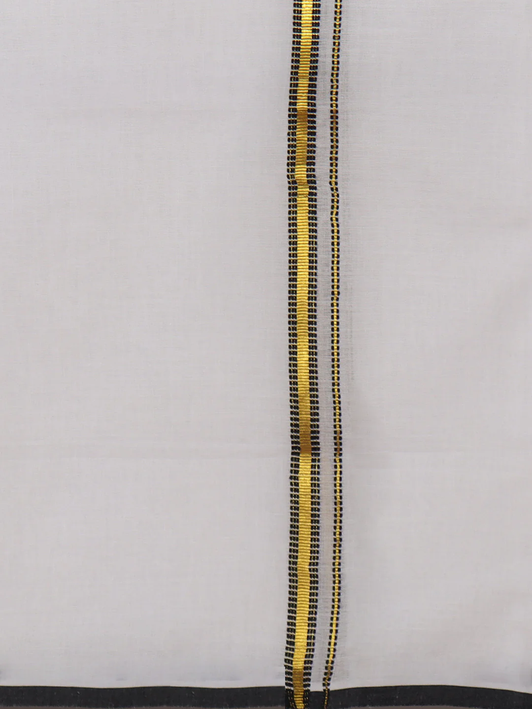 Men 100% Cotton Double Layer White Dhoti with Fancy Jari Border BJ01 - Image 4