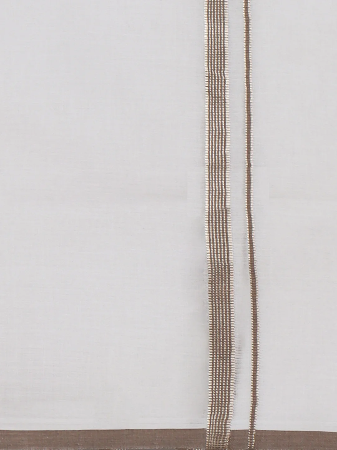 Men 100% Cotton Double Layer White Dhoti with Fancy Jari Border BJ02 - Image 4