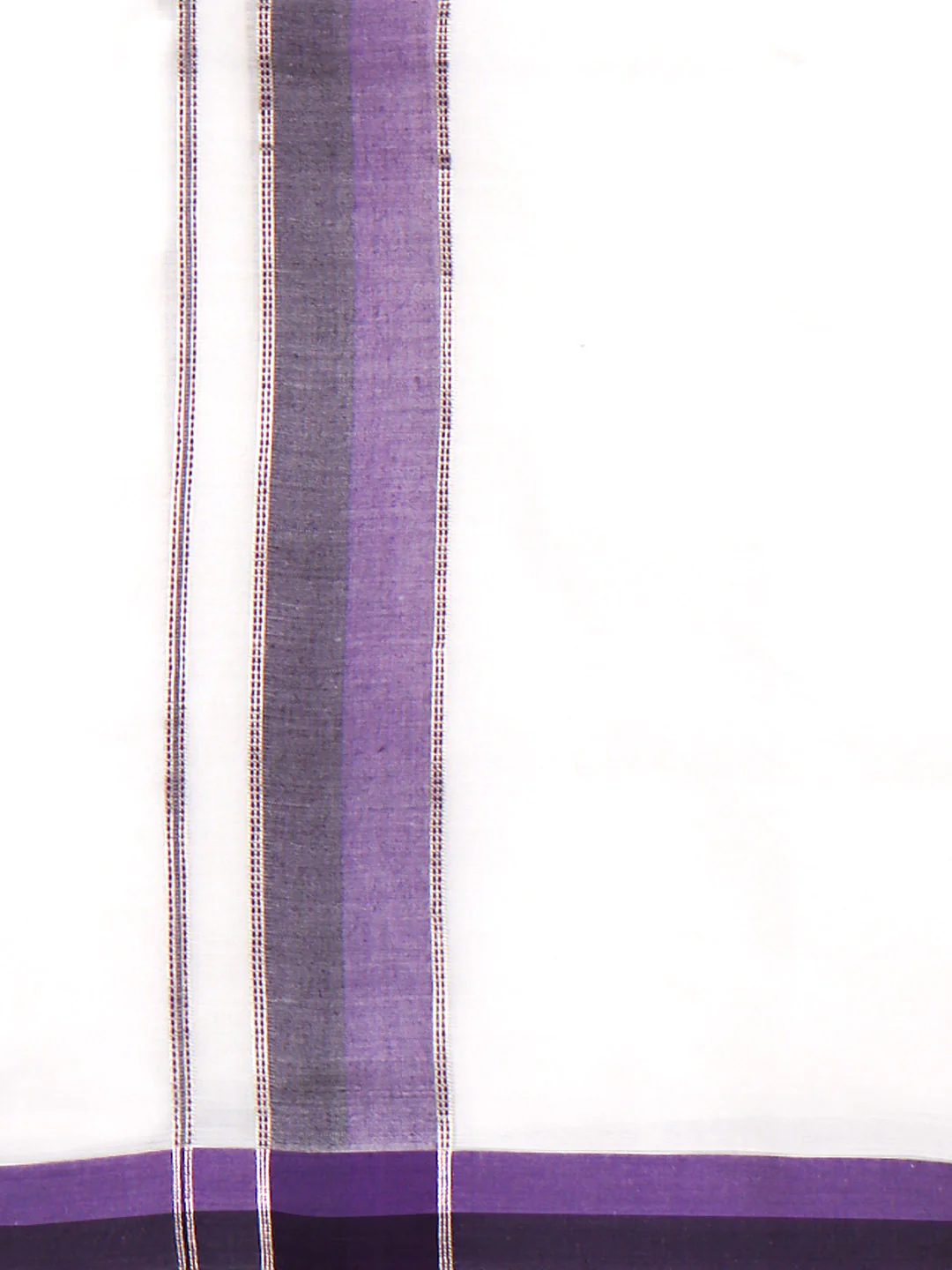 Men 100% Cotton Double Layer White Dhoti with Fancy Jari Border EJF15 - Image 6