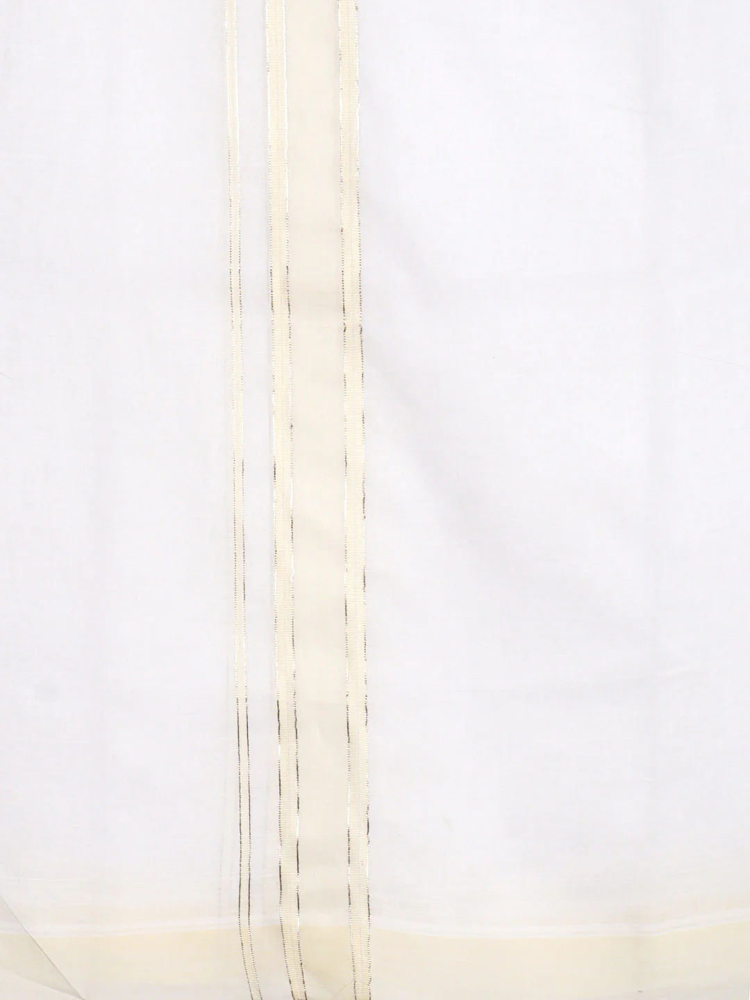 Men 100% Cotton Double Layer White Dhoti with Fancy Jari Border EJF16 - Image 3