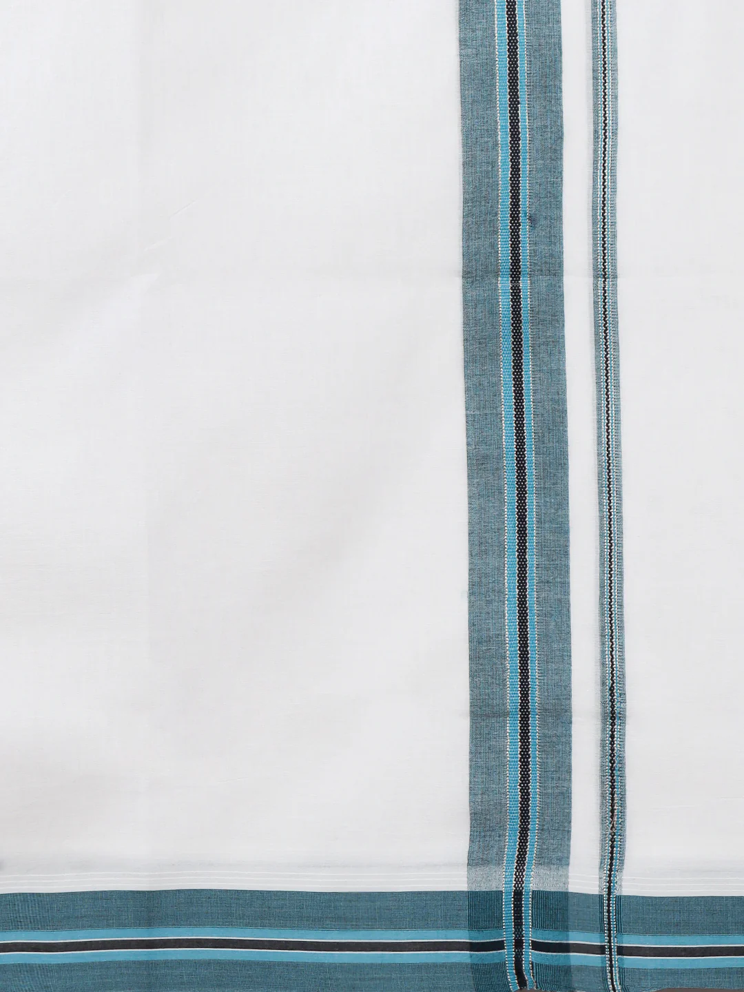 Men 100% Cotton Double Layer White Dhoti with Fancy Jari Border EJF20 - Image 3