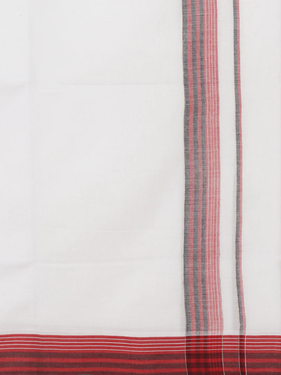 Men 100% Cotton Double Layer White Dhoti with Fancy Jari Border EJF22 - Image 4