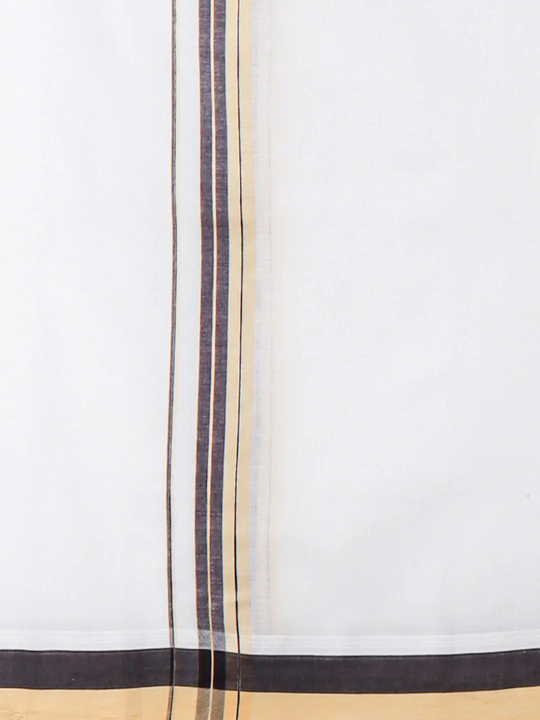 Men 100% Cotton Double Layer White Dhoti with Fancy Jari Border EJF6 - Image 5