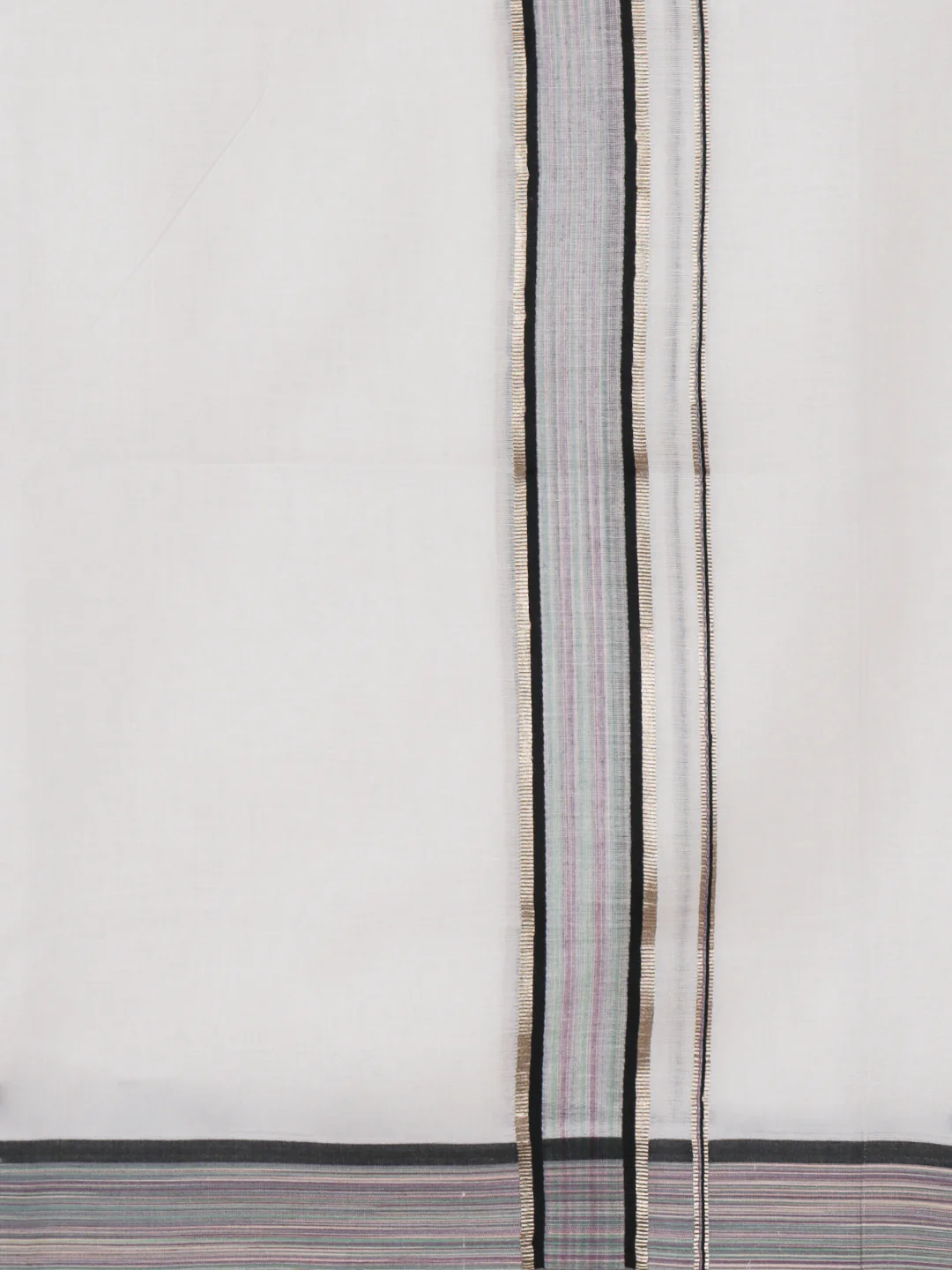 Men 100% Cotton Double Layer White Dhoti with Fancy Jari Border MJF03 - Image 3