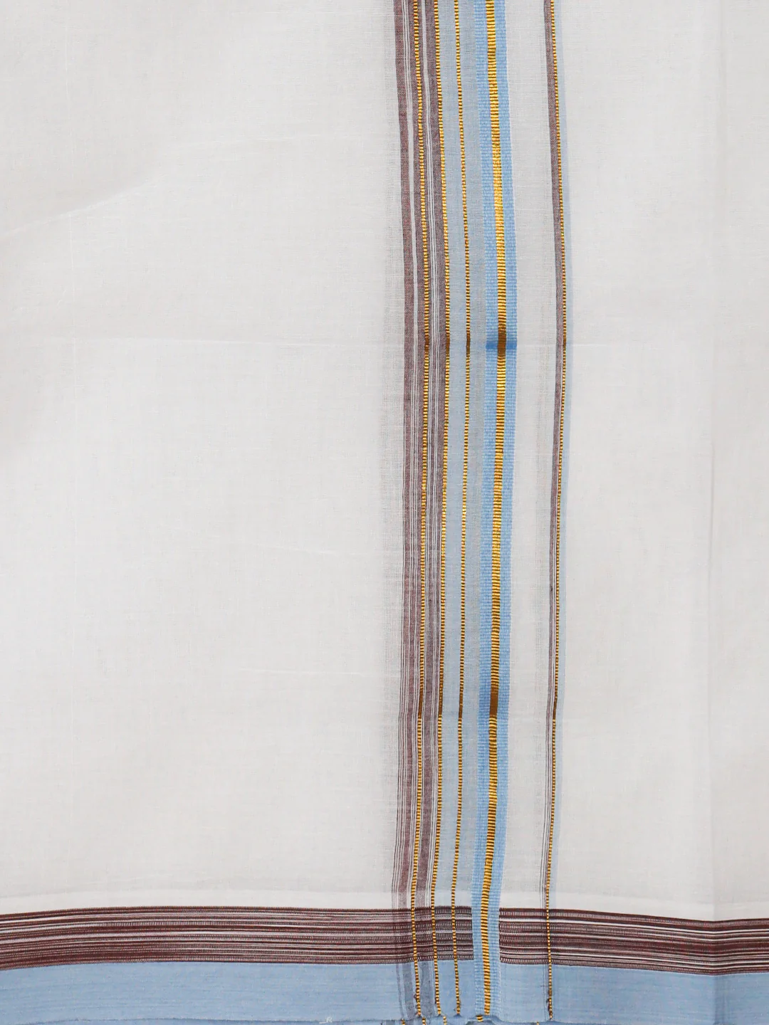 Men 100% Cotton Double Layer White Dhoti with Fancy Jari Border MJF05 - Image 4