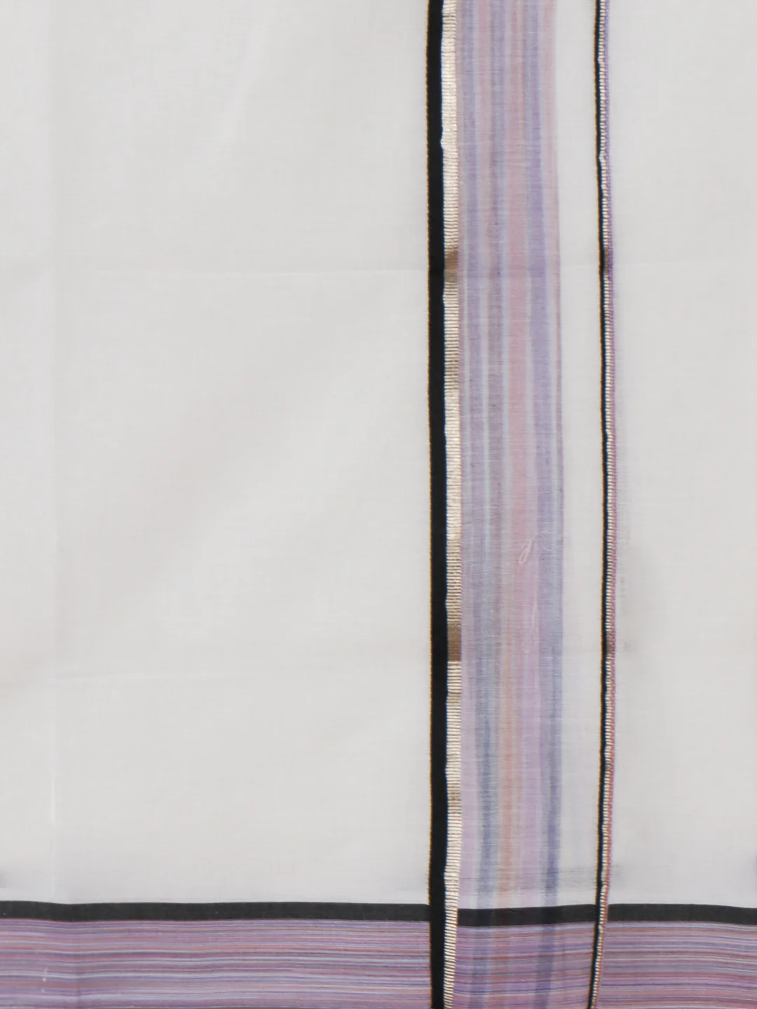 Men 100% Cotton Double Layer White Dhoti with Fancy Jari Border MJF06 - Image 4