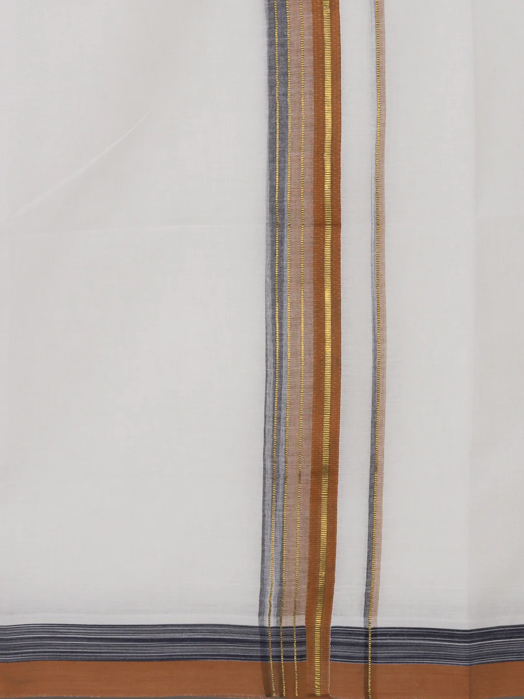 Men 100% Cotton Double Layer White Dhoti with Fancy Jari Border MJF07 - Image 4