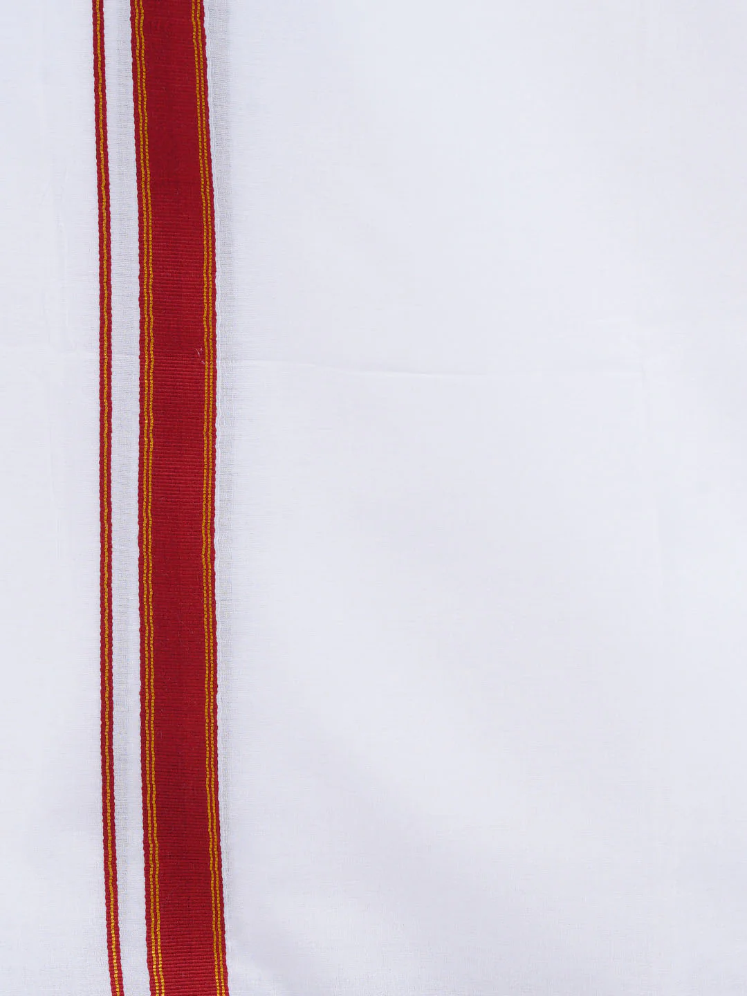 Men 100% Cotton Double Layer White Dhoti with Mayilkhan Border Thavasi - Image 5