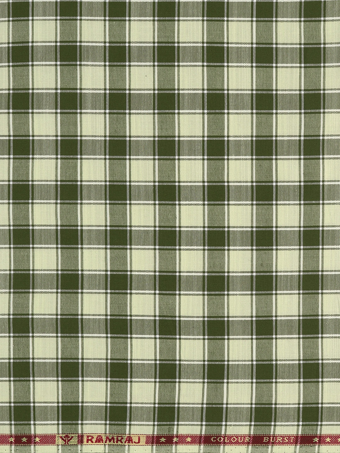 Men 100%Cotton Green Checked Shirt Fabric Reality Cotton - Image 3