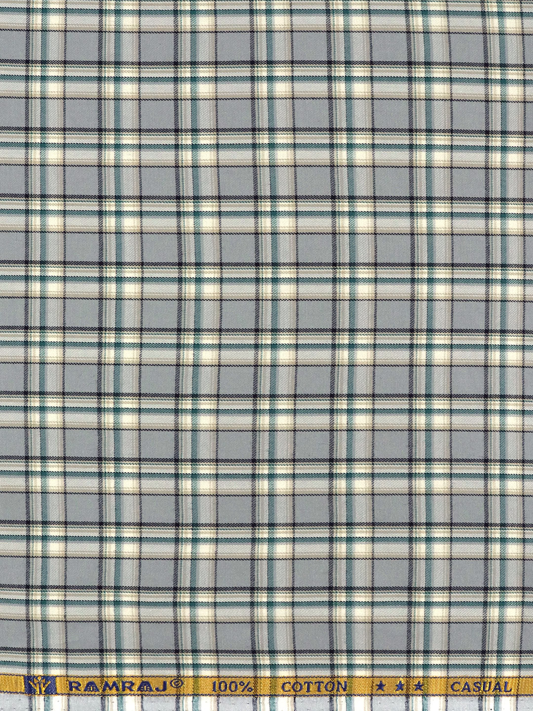 Men 100% Cotton Grey Checked Shirt Fabric Marcus - Image 3